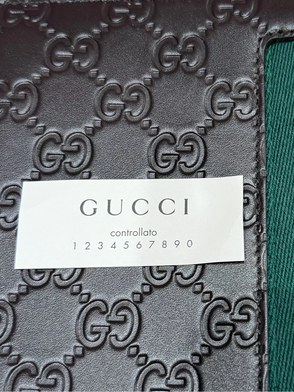 Gucci Dark Brown Embossed Leather Toiletry Pouch with Green & Red Web Stripe